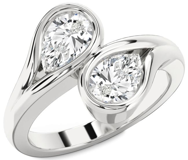 Diamond Platinum Pear Two Stone Ring