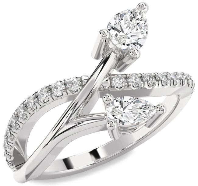 Diamond Platinum Pear Two Stone Ring