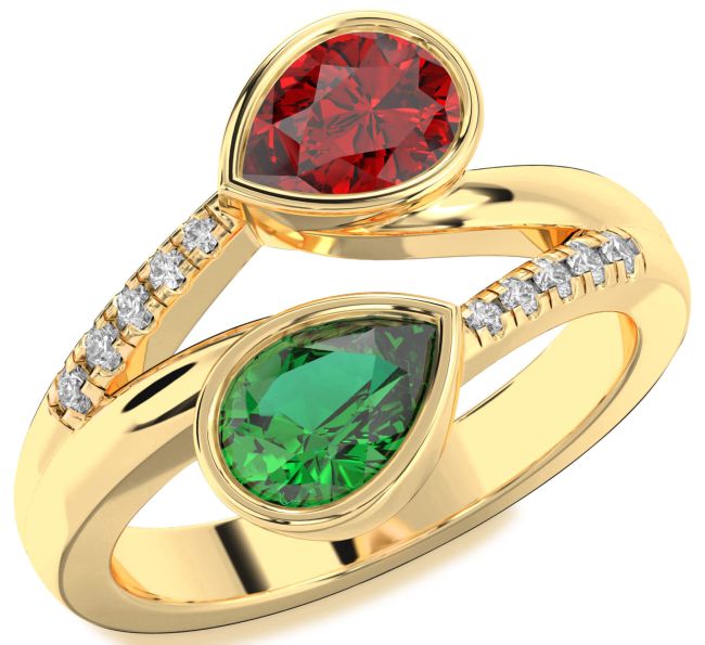Diamond Gold Pear Two Stone Promise Ring