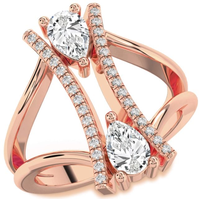 Diamond Rose Gold Pear Two Stone Ring