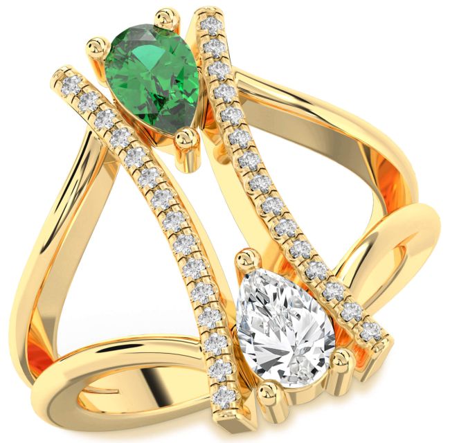 Diamond Gold Pear Two Stone Promise Ring