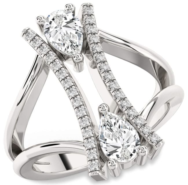 Diamond White Gold Pear Two Stone Ring