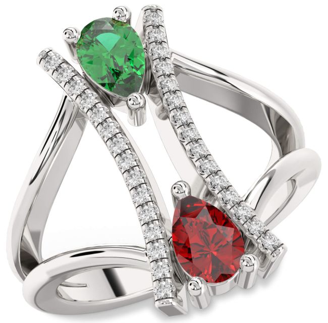 Diamond White Gold Pear Two Stone Promise Ring