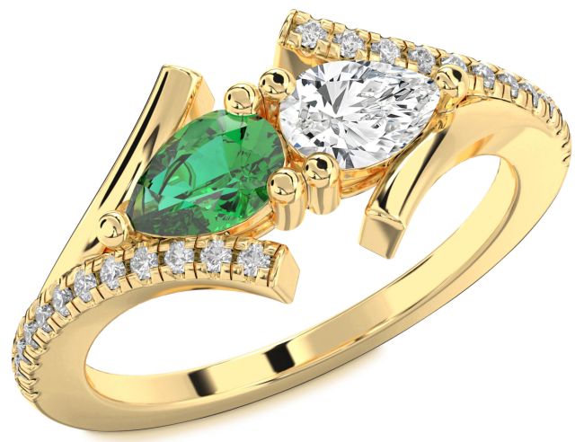 Diamond Gold Pear Two Stone Promise Ring