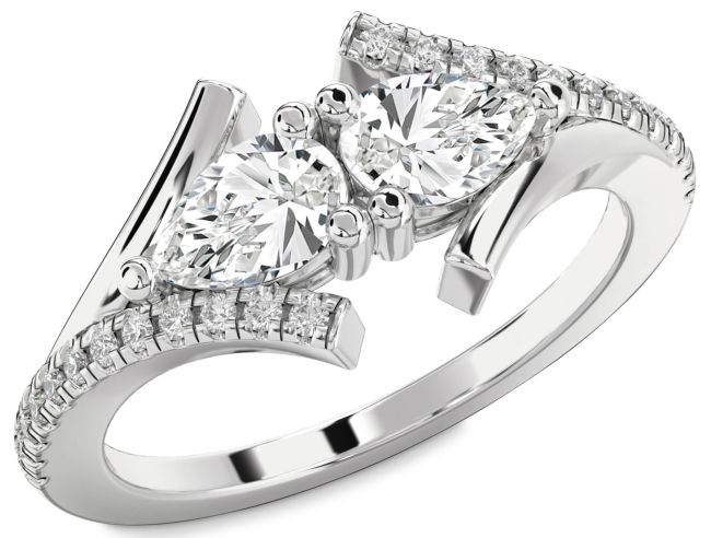 Diamond White Gold Pear Two Stone Ring