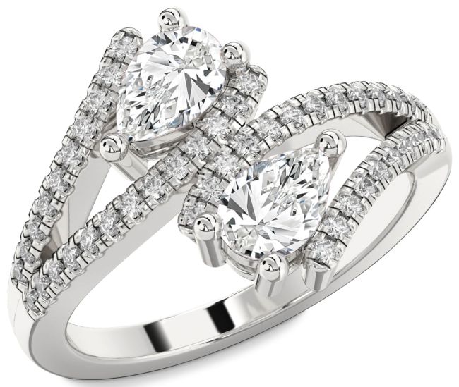 Diamond White Gold Pear Two Stone Ring