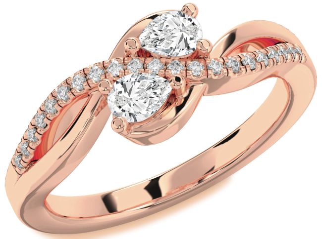 Diamond Rose Gold Pear Two Stone Ring