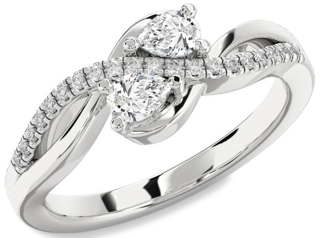 Diamond Platinum Pear Two Stone Ring