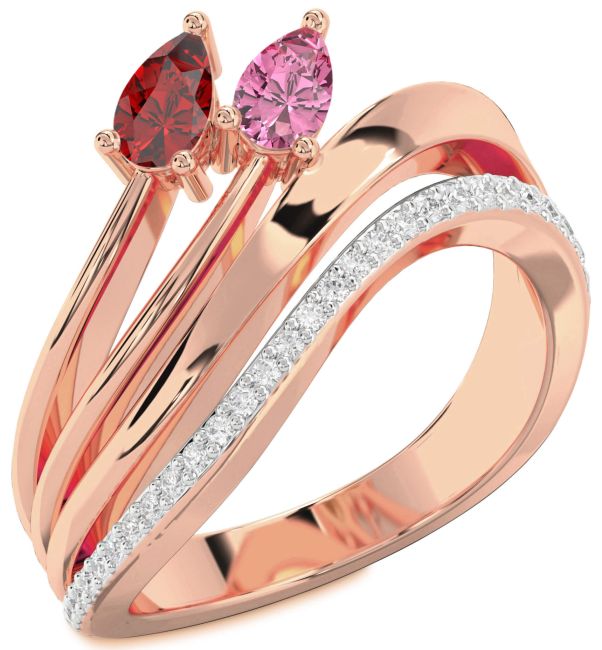 Diamond Rose Gold Pear Two Stone Promise Ring