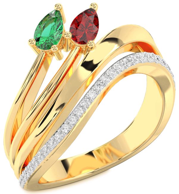 Diamond Gold Pear Two Stone Promise Ring