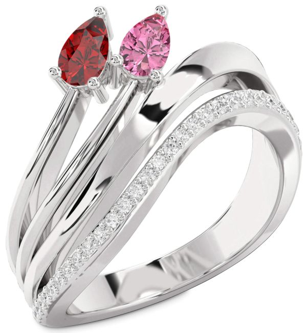 Diamond Platinum Pear Two Stone Promise Ring