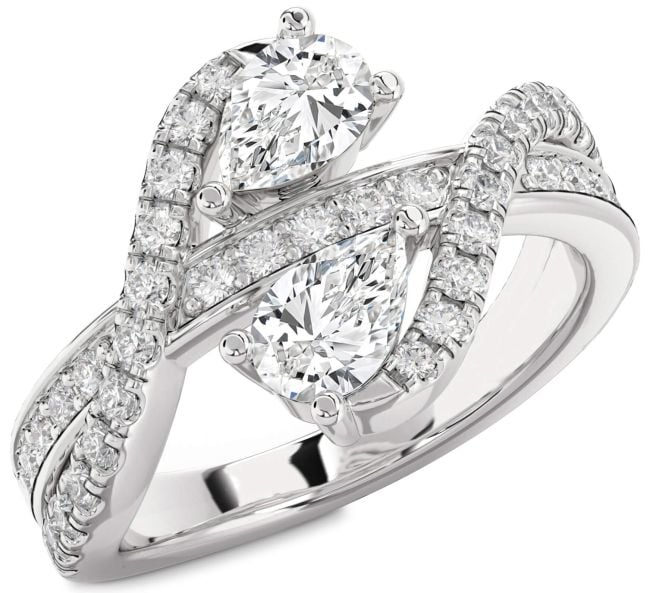 Diamond White Gold Pear Two Stone Ring