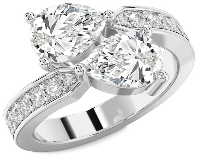 Diamond Platinum Pear Two Stone Ring