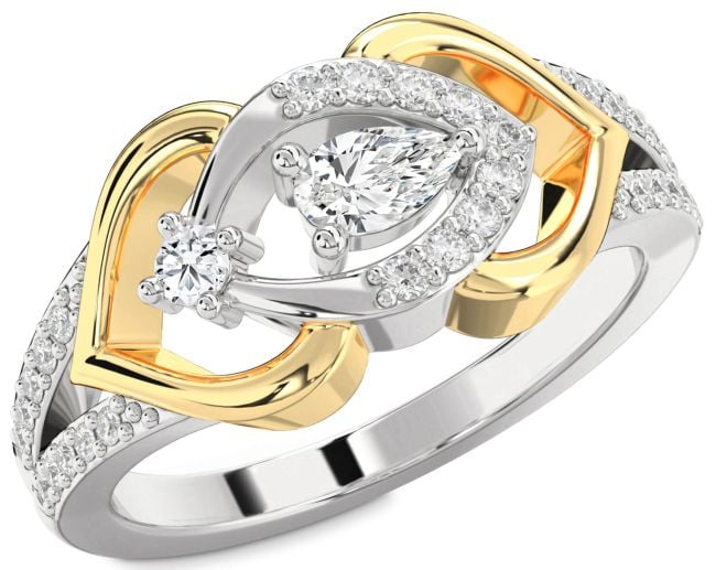 Diamond Silver & 10K gold Heart Promise Ring