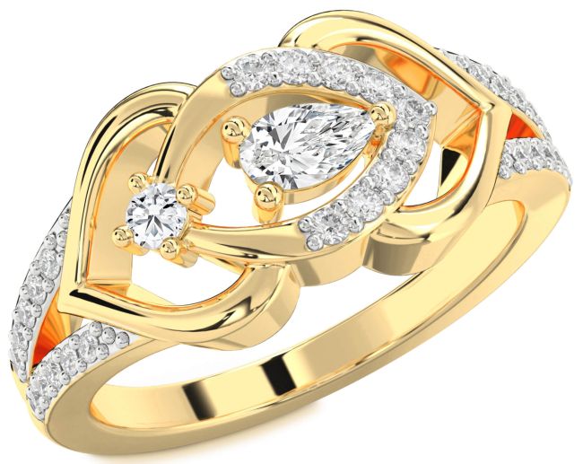 Diamond Gold Silver Heart Promise Ring