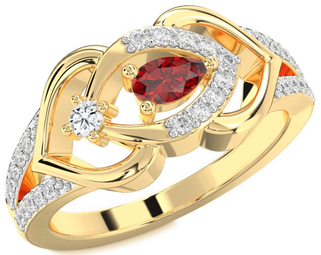 Diamond Ruby Gold Heart Promise Ring