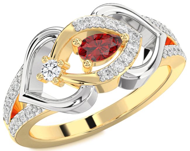 Diamond Ruby Gold Silver Heart Promise Ring
