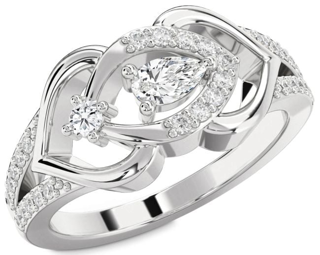 Diamond Silver Heart Promise Ring
