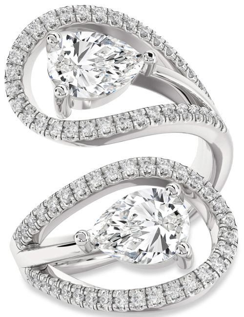 Diamond White Gold Pear Two Stone Ring