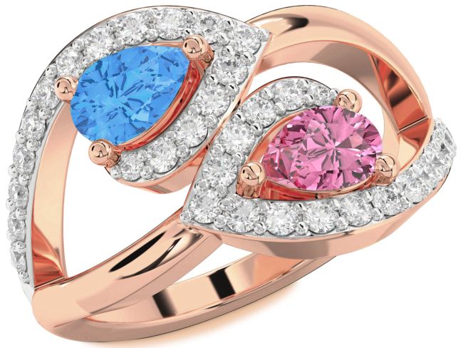 Diamond Rose Gold Pear Two Stone Promise Ring