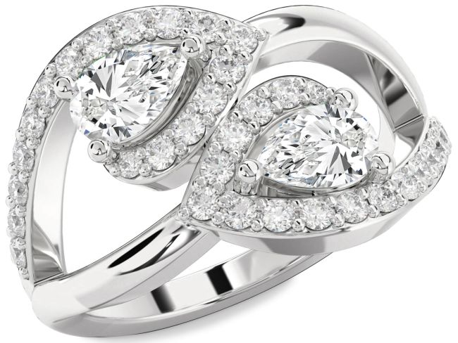 Lab Diamond Platinum Pear Two Stone Ring