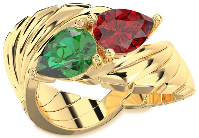 Gold Silver Pear Two Stone Promise Ring