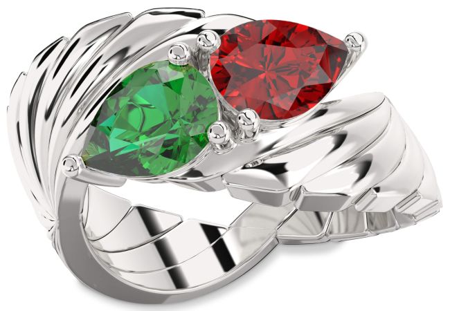 Silver Pear Two Stone Promise Ring