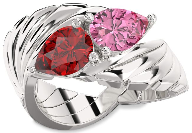 Silver Pear Two Stone Promise Ring