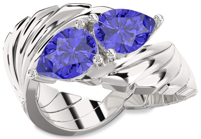 Tanzanite Platinum Pear Two Stone Ring