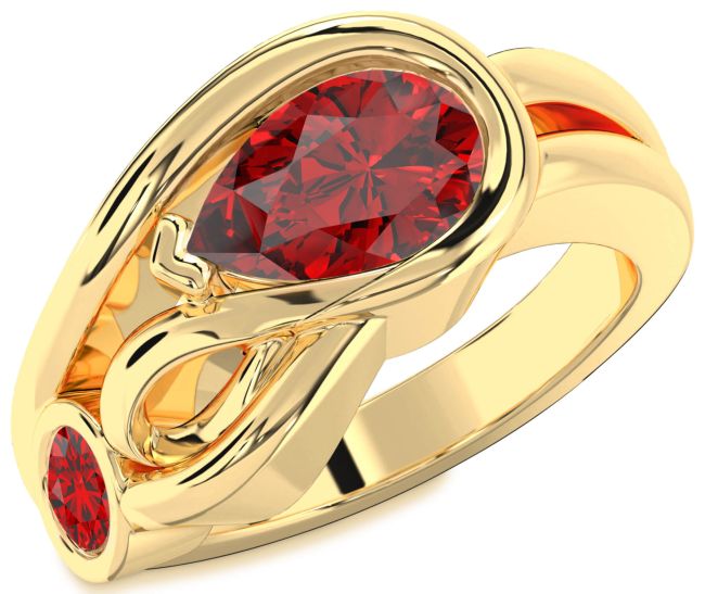 Ruby Gold Pear Two Stone Birthstone Ring