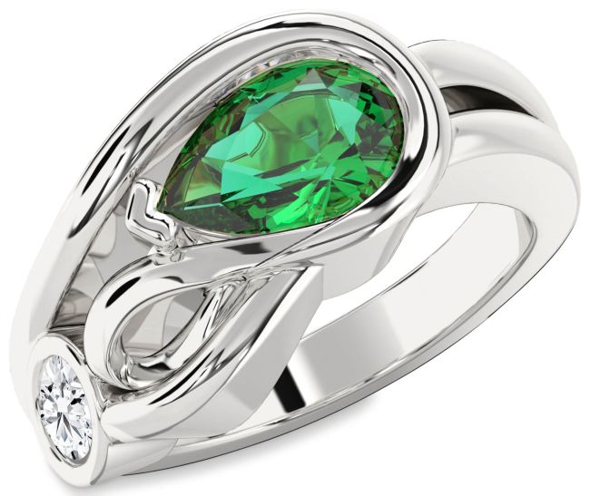 Silver Pear Two Stone Promise Ring