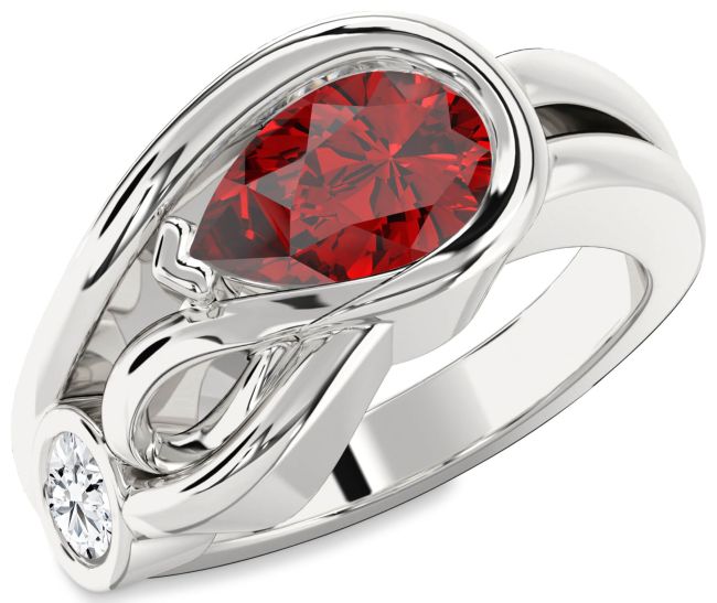 Silver Pear Two Stone Promise Ring
