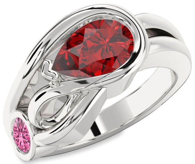 Silver Pear Two Stone Promise Ring