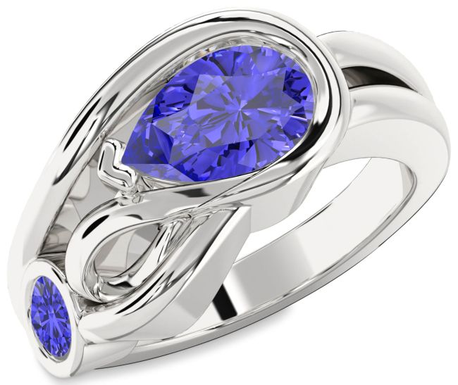 Tanzanite Platinum Pear Two Stone Ring