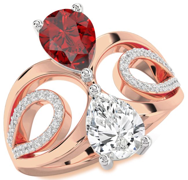 Diamond White Rose Gold Pear Two Stone Promise Ring
