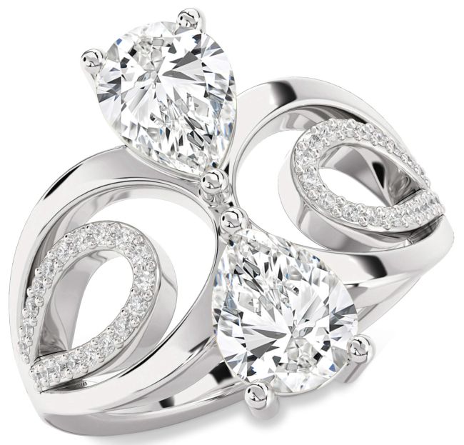 Diamond White Gold Pear Two Stone Ring