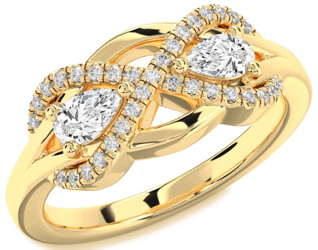 Diamond Gold Infinity Pear Two Stone Ring
