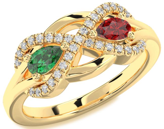 Diamond Gold Infinity Pear Two Stone Promise Ring