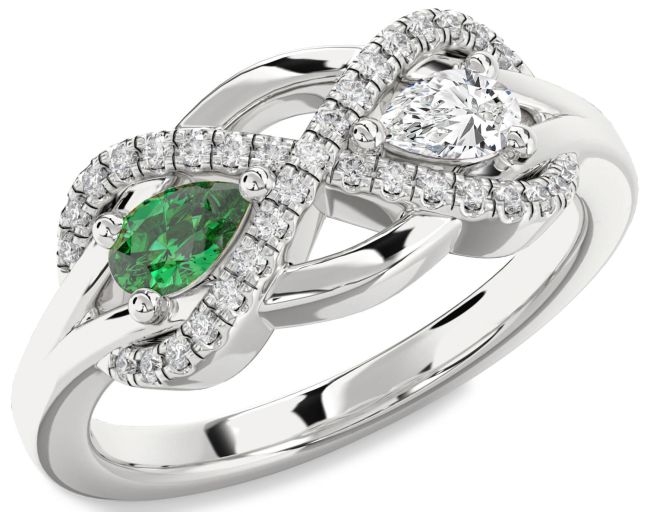 Diamond Platinum Infinity Pear Two Stone Promise Ring