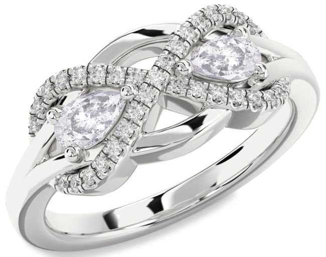 Salt & Pepper Diamond Platinum Infinity Pear Two Stone Ring