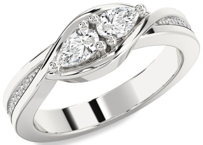 Diamond Platinum Pear Two Stone Ring