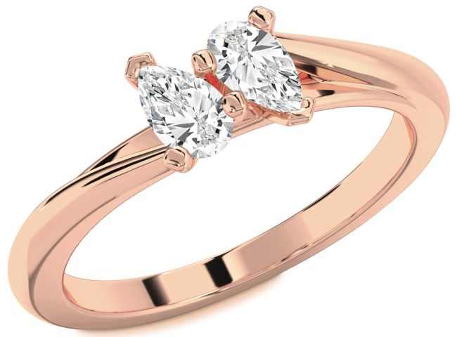 Diamond Rose Gold Pear Two Stone Ring
