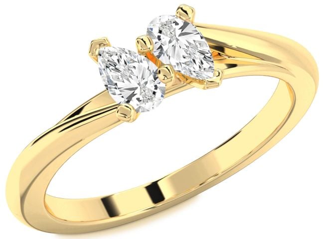 Diamond Gold Pear Two Stone Ring