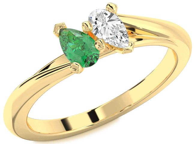 Gold Pear Two Stone Promise Ring