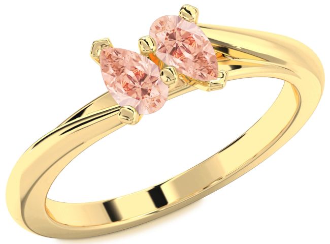 Morganite Gold Pear Two Stone Ring