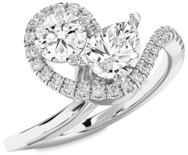 Lab Diamond Platinum Pear Two Stone Ring