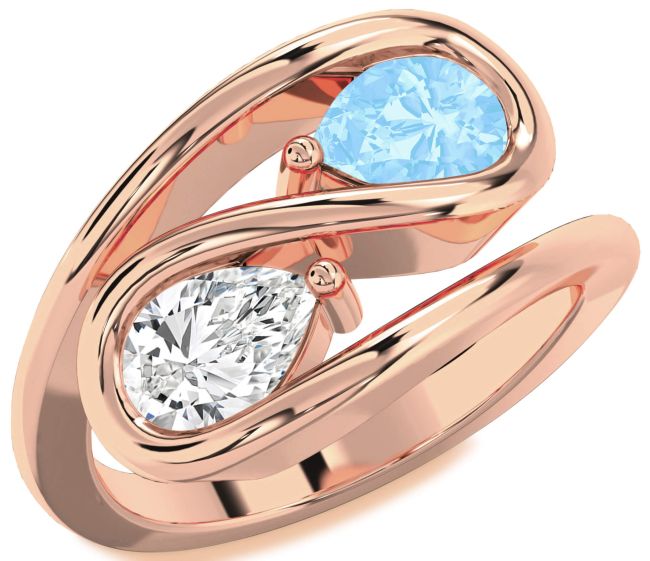 Rose Gold Pear Two Stone Promise Ring