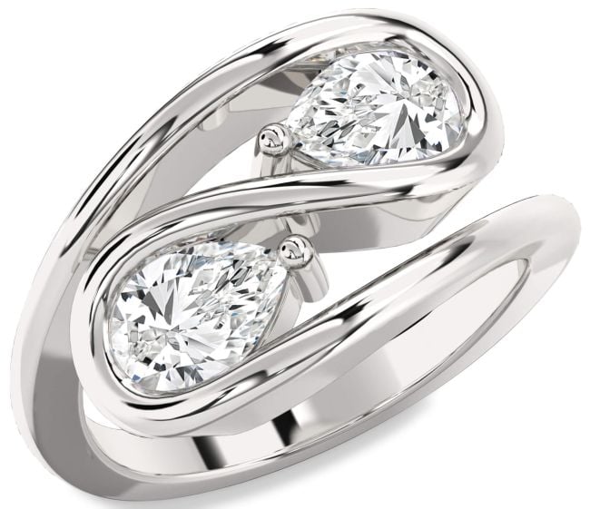 Diamond White Gold Pear Two Stone Ring