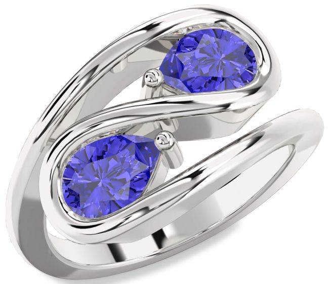Tanzanite Platinum Pear Two Stone Ring
