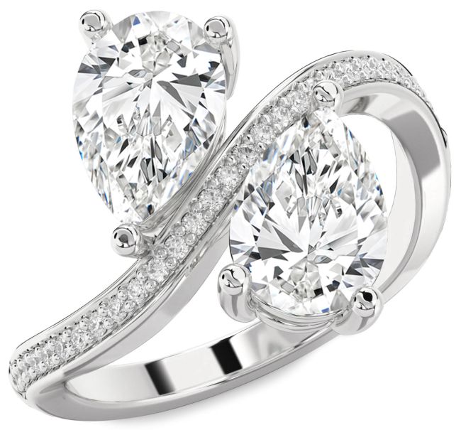 Lab Diamond Platinum Pear Two Stone Ring